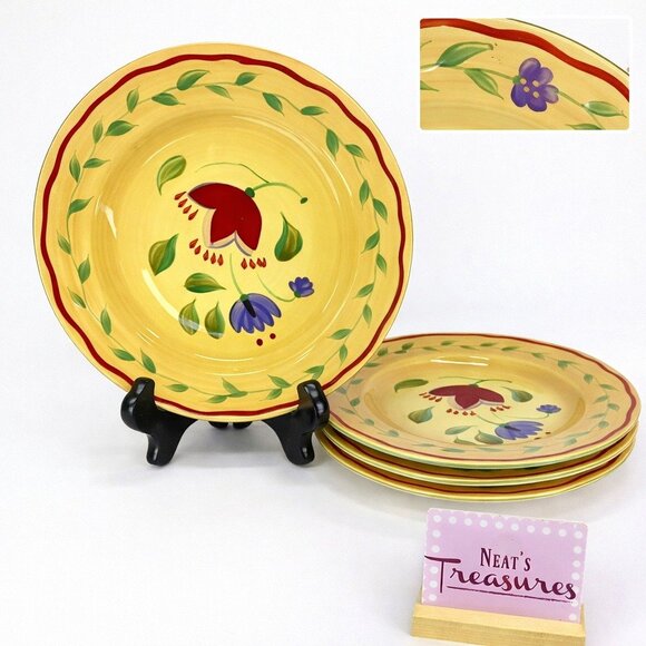 Pfaltzgraff NAPOLI Side / Salad Plate Hand Painted, 9 Pfaltzgraff NAPOLI  Earthenware Colorful Floral 9\